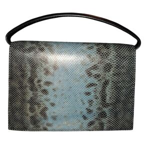 Henri Bendel Blue and Black Snake Print Shoulder Bag